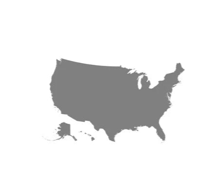 Gray outline of the United States map on a white background